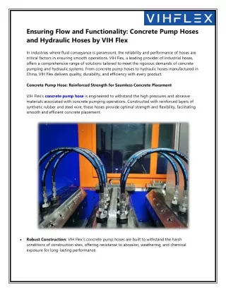Ensuring Flow and Functionality Concrete Pump Hoses and Hydraulic Hoses by VIH Flex