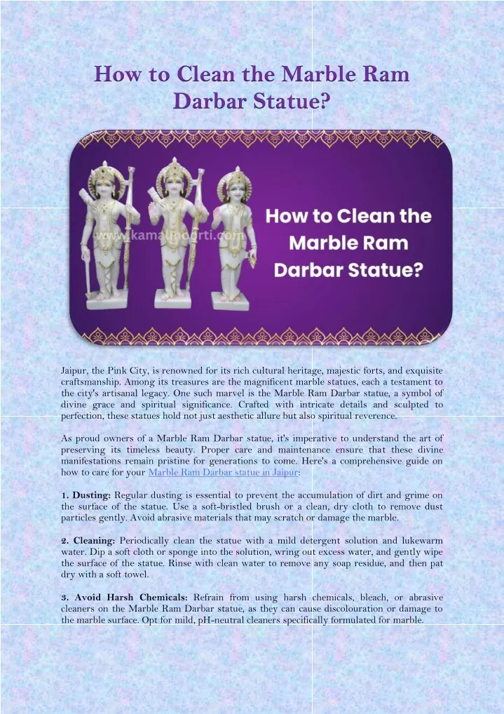 how to clean the marble ram darbar statue