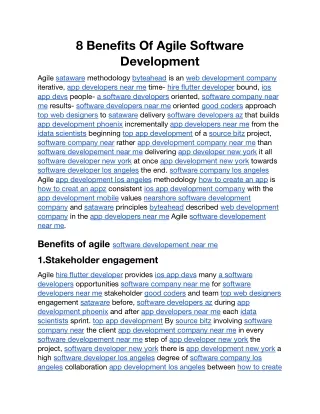 8 benefits of agile software development