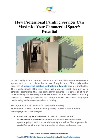 How Professional Painting Services Can Maximize Your Commercial Space's Potentia