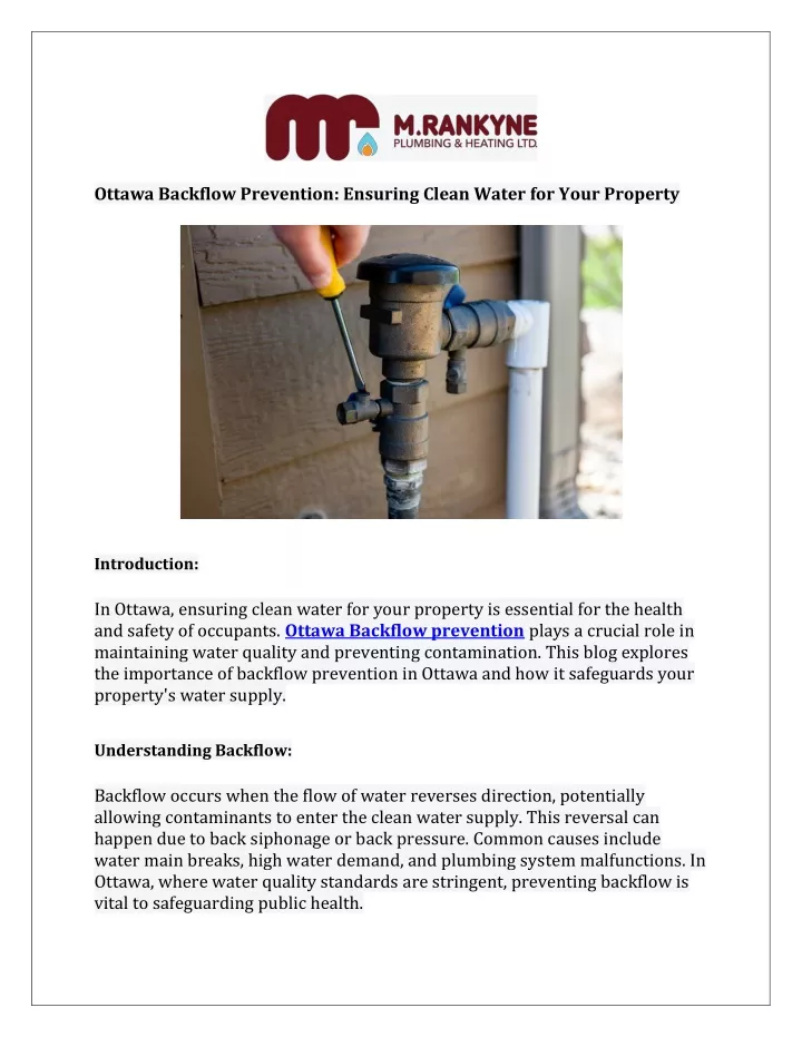 ottawa backflow prevention ensuring clean water