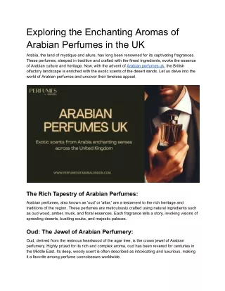 Arabian perfumes uk