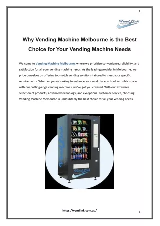 Why Vending Machine Melbourne is the Best Choice for Your Vending Machine Needs