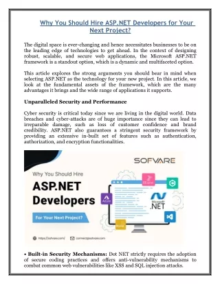 Why You Should Hire ASP.NET Developers for Your Next Project?