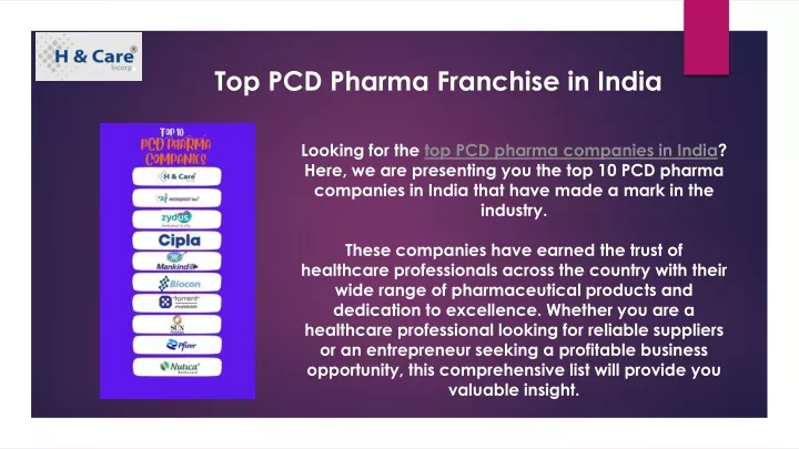 top pcd pharma franchise in india