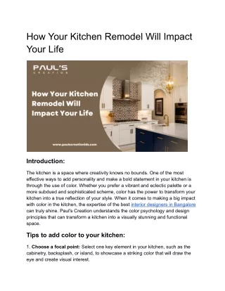 How Your Kitchen Remodel Will Impact Your Life