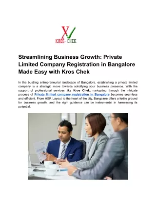 Streamlining Business Growth_ Private Limited Company Registration in Bangalore Made Easy with Kros Chek