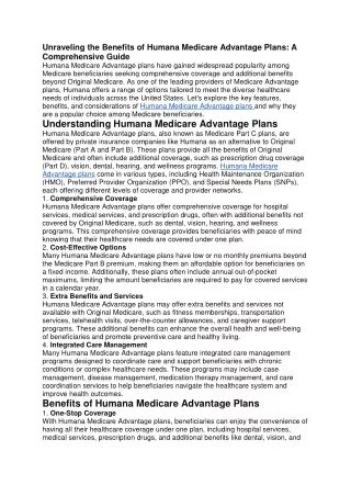 Unraveling the Benefits of Humana Medicare Advantage Plans