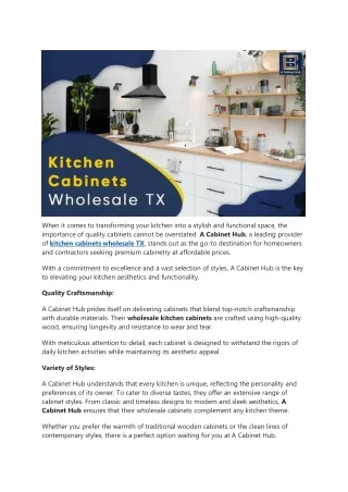 Where Can You Find Quality Kitchen Cabinets Wholesale TX?