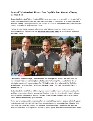 Euro Cup 2024 Fans Warned of Strong German Beer