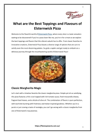 What are the Best Toppings and Flavours of Elsternwick Pizza