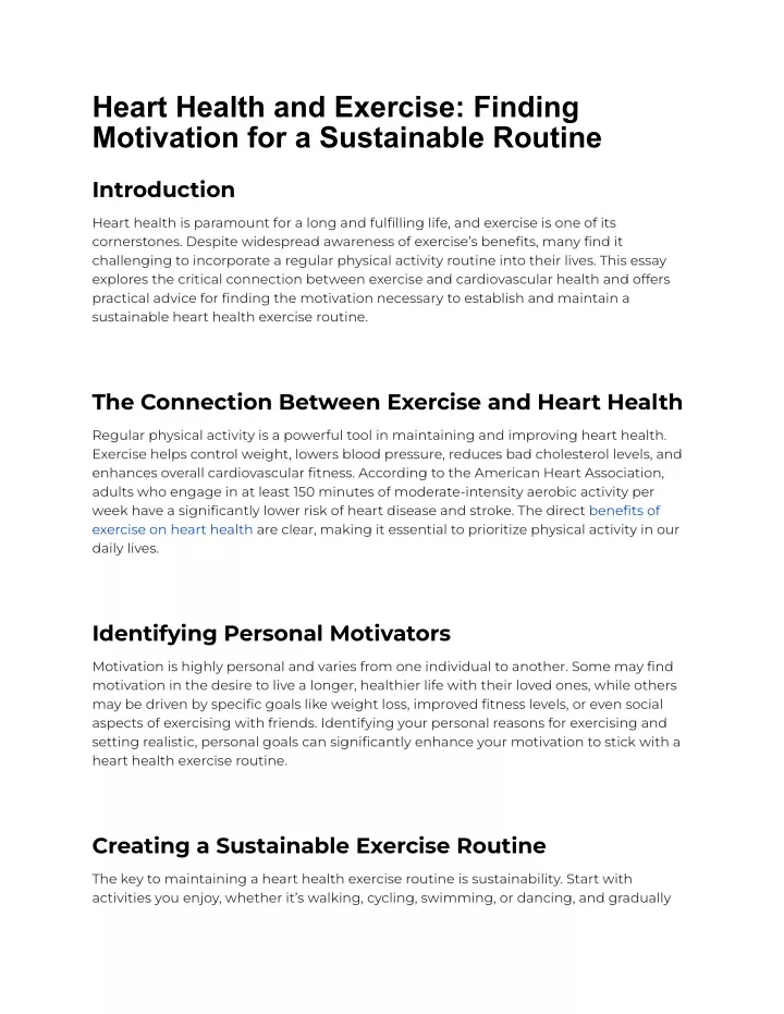 heart health and exercise finding motivation