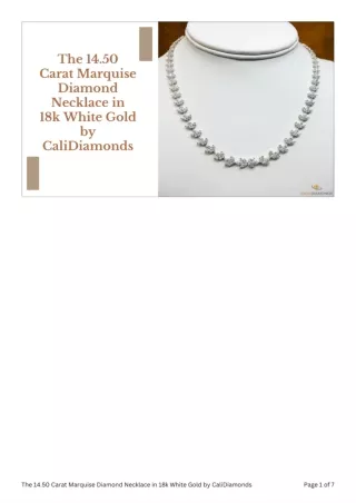 The 14.50 Carat Marquise Diamond Necklace in 18k White Gold by CaliDiamonds