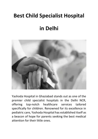 Best Child Specialist Hospital in Delhi