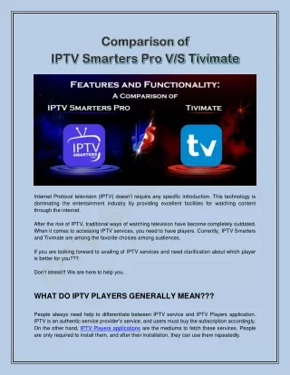 A COMPARISON OF IPTV SMARTERS PRO VS. TIVIMATE