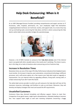 Help Desk Outsourcing When is it Beneficial