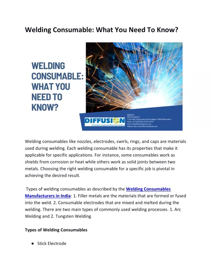 welding consumable what you need to know