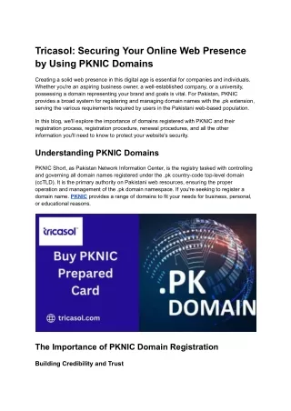 Tricasol: Securing Your Online Web Presence by Using PKNIC Domains