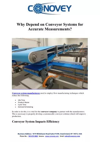 why depend on conveyor systems for accurate