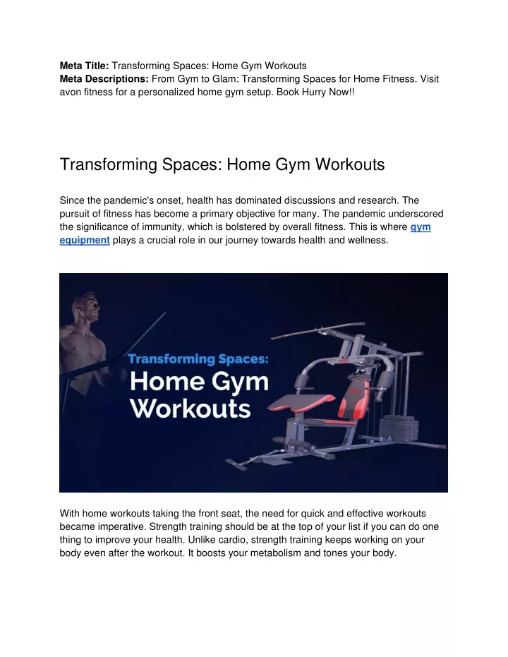 meta title transforming spaces home gym workouts