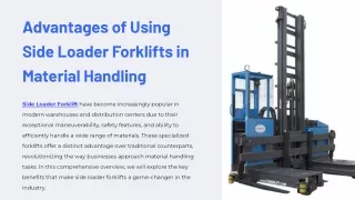 Advantages of Using Side Loader Forklifts in Material Handling
