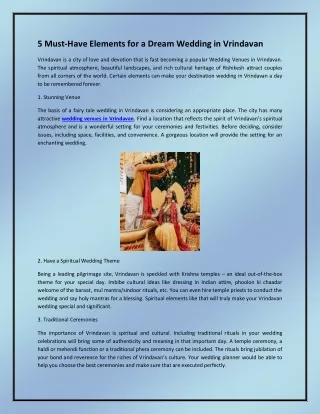 5 must have elements for a dream wedding