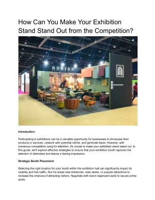How Can You Make Your Exhibition Stand Stand Out from the Competition?