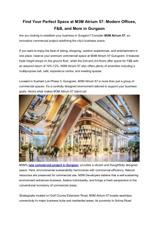find your perfect space at m3m atrium 57 modern