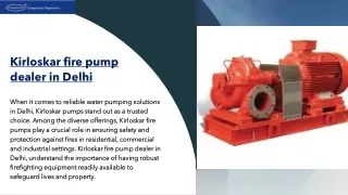 "Delivering dependable pumping solutions: Kirloskar pump dealers in Delhi"