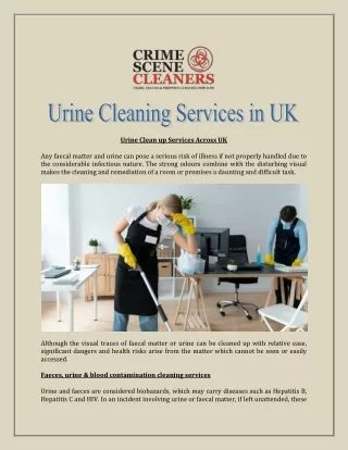 Urine Cleaning Services in UK
