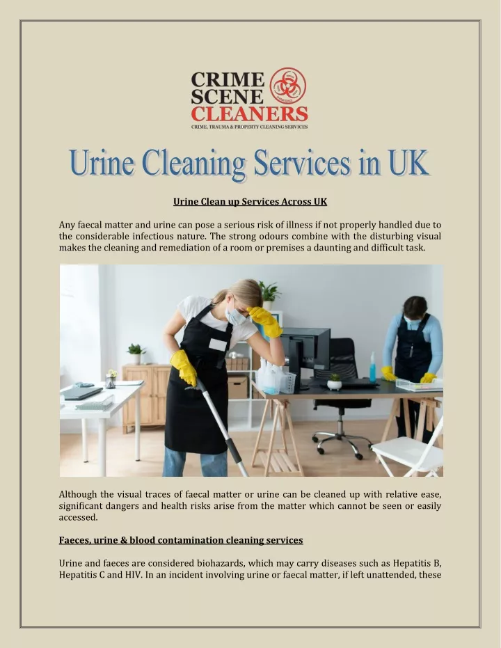 urine clean up services across uk