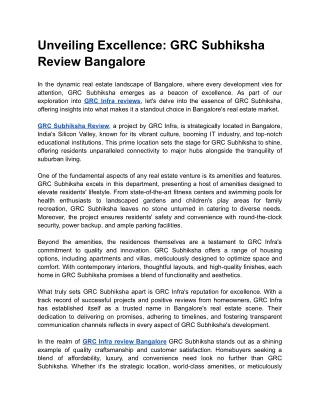 Unveiling Excellence_ GRC Subhiksha Review Bangalore (1)
