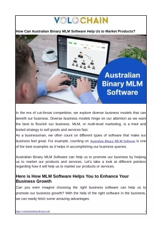 How Can Australian Binary MLM Software Help Us to Market Products?