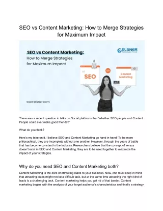 SEO vs Content Marketing_ How to Merge Strategies for Maximum Impact