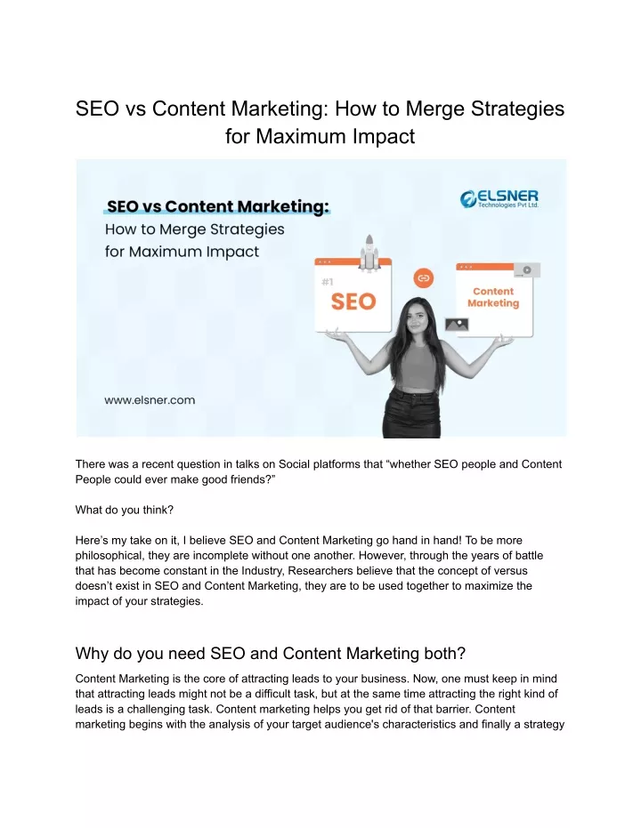 seo vs content marketing how to merge strategies