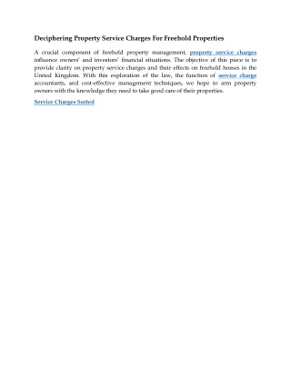 deciphering property service charges for freehold