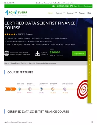 data science in finance course- 4achievers