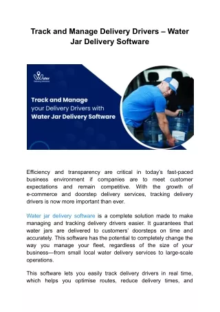 Track and Manage Delivery Drivers – Water Jar Delivery Software