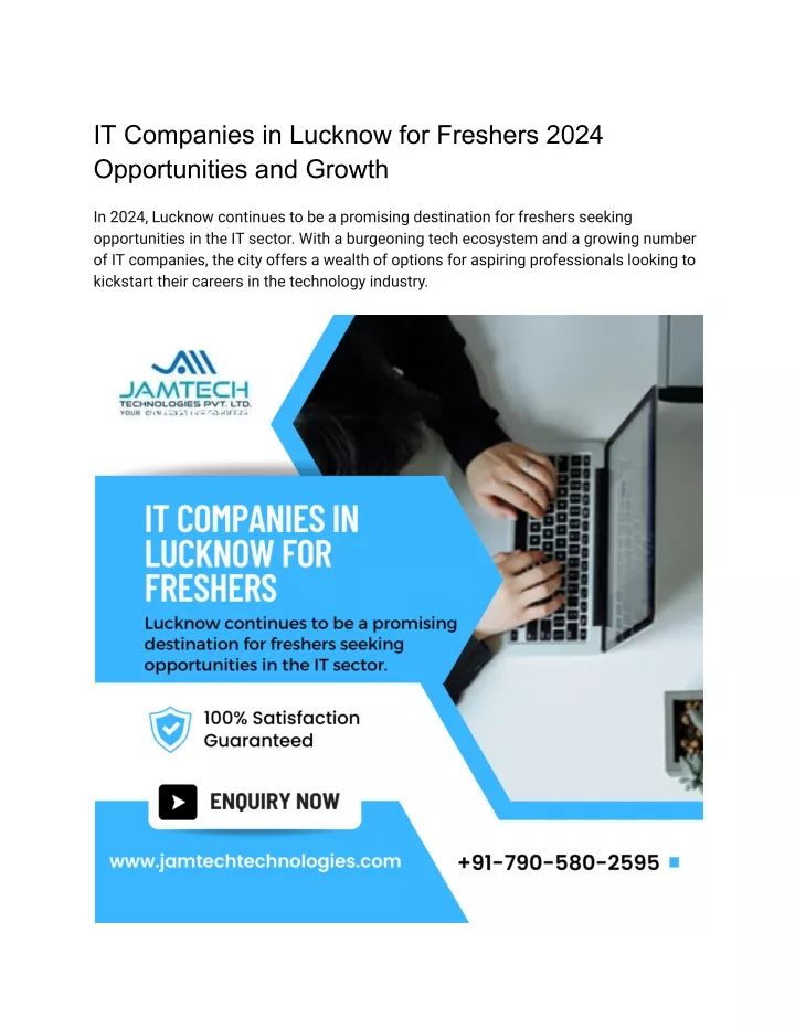 it companies in lucknow for freshers 2024