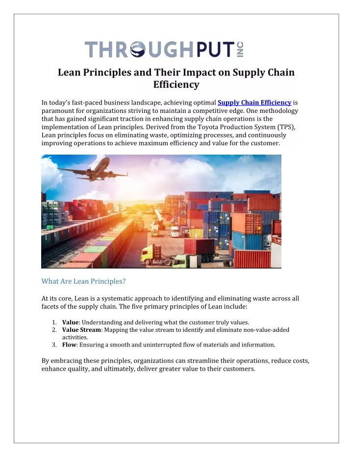 lean principles and their impact on supply chain