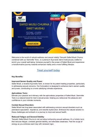 Unlock Vitality and Revitalize Your Lifestyle with Tansukh Safed Musli Churna