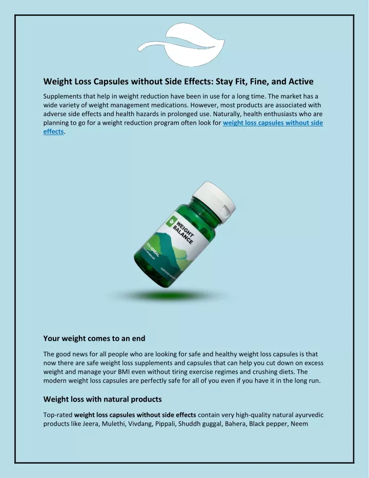 weight loss capsules without side effects stay
