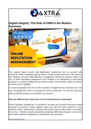 Digital Integrity: The Role of ORM in the Modern Business