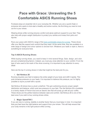 Pace with Grace_ Unraveling the 5 Comfortable ASICS Running Shoes