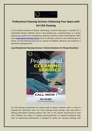 Professional Cleaning Services: Enhancing Your Space with Sol USA Cleaning