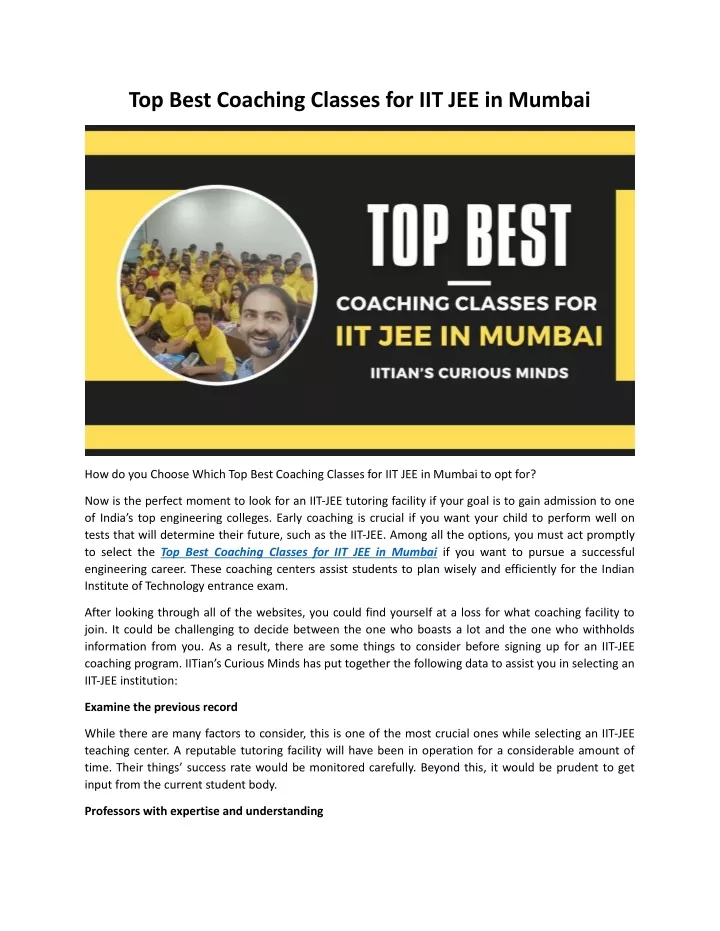 top best coaching classes for iit jee in mumbai