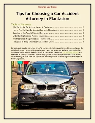 Tips for Choosing a Car Accident Attorney in Plantation