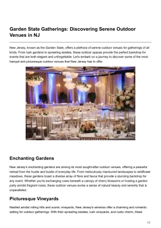 Garden State Gatherings Discovering Serene Outdoor Venues in NJ