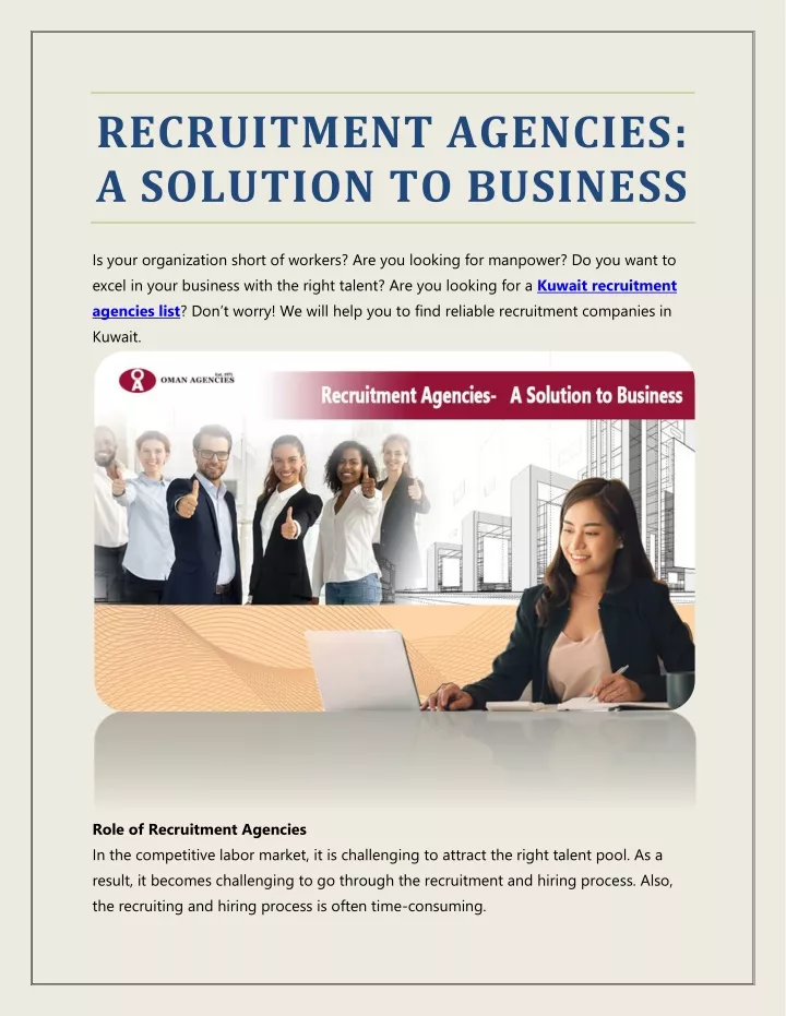 recruitment agencies a solution to business