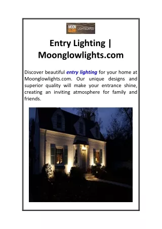 Entry Lighting Moonglowlights.com